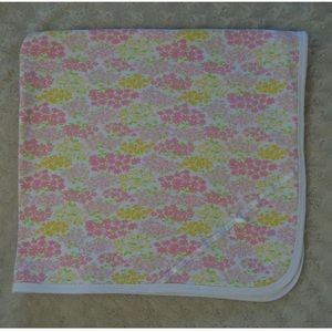 Little Me Floral Baby Girl Blanket Pink Yellow White Green Flowers Bow Lovey